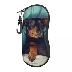 Custom Dachshund Sunglasses Soft Case Neoprene Zipper Badger Sausage the Wiener Dog Eyeglass Case Protective Box For Glasses