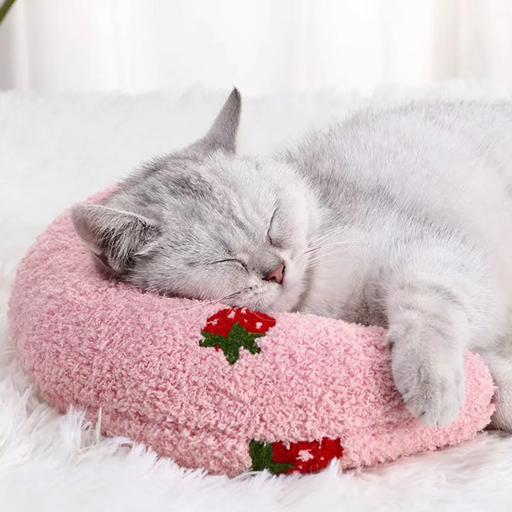 U-förmiges Katzenkissen, kratzfestes Haustierkissen für Katzen und Hunde, Nackenstützkissen mit tiefem Komfort,
