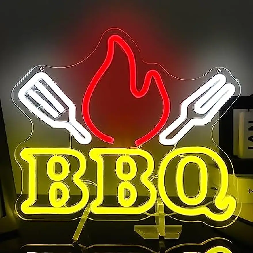 Vibrant BBQ Neon Light Sign-LED Wall Decor for Barbecue Shops Wall decor, Restaurants & Parties-Inviting Ambiance Creator