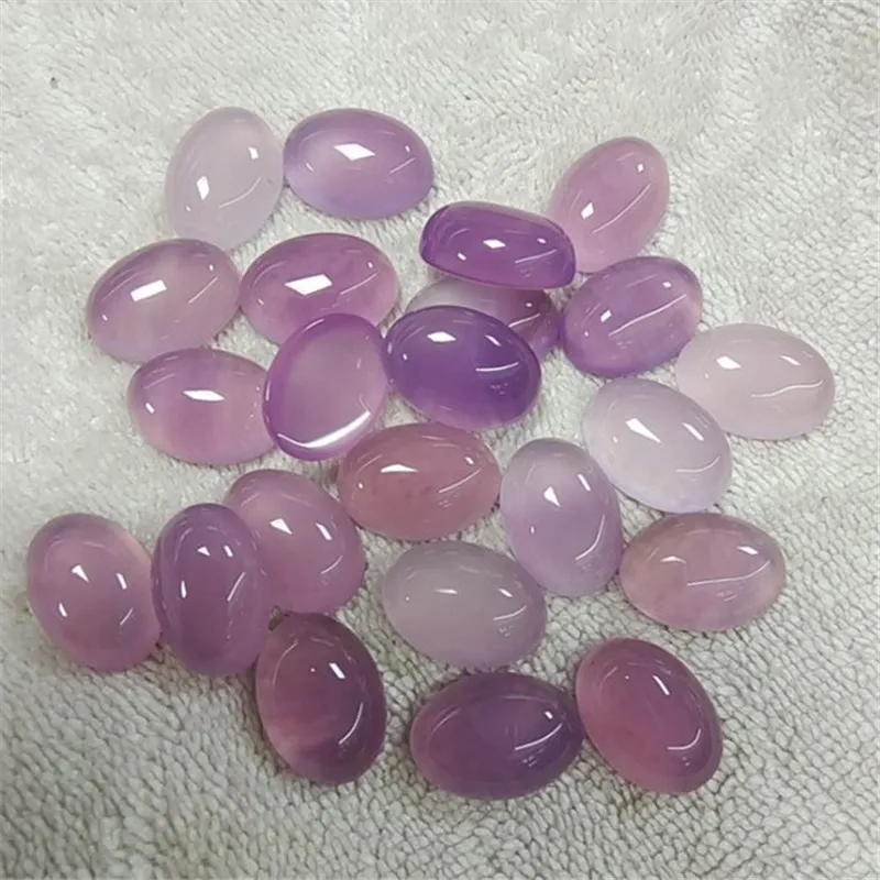 10PCS Nature Purple Jade Stone Cabochons Oval Shape 8X10MM 10X12MM 10X14MM 12X16MM 13X18MM Natural Semi Precious Beads DIY Parts