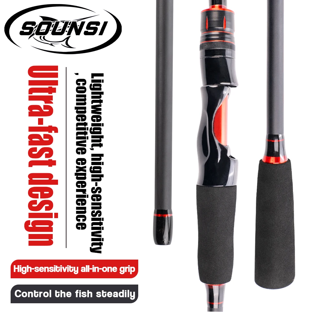 

SOUNSI M Power Spinning/Casting Hard FRP Portable Fishing Rod 1.8/1.98/2.1M 2 Sections for Trout Fishing Rod