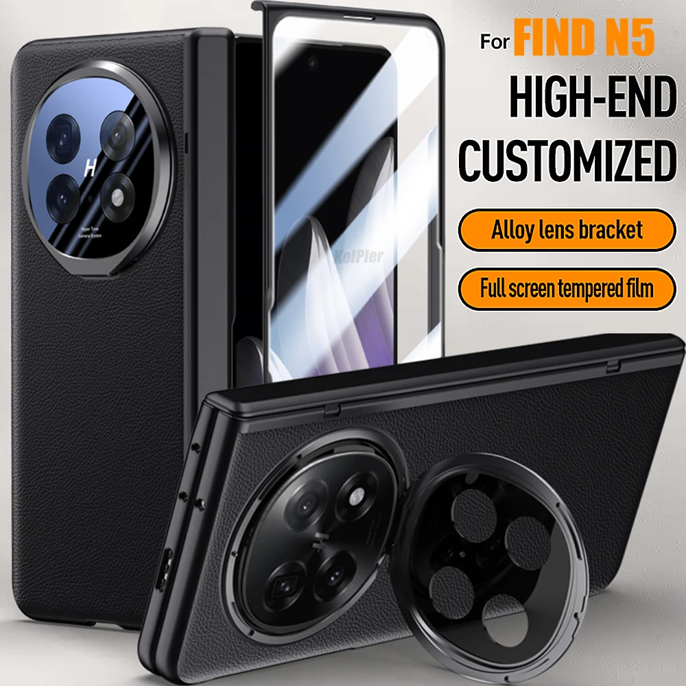 

Leather Transparent Clear Case for OPPO FIND N5 FINDN5 Case 2025 Hinge Protection Full Kickstand Holder Matte Stand Case Cover