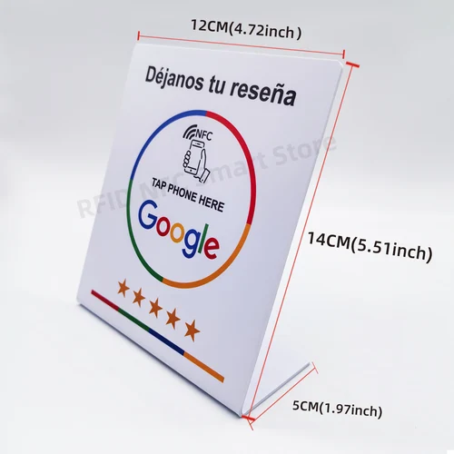 Imagen 2 del producto Tarjeta de revisión de Google programable de 13,56 Mhz, mesa de estación NFC, tarjeta de visualización de reseñas de Google NFC de pie, Dejanos tu reseña