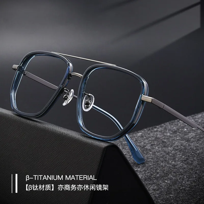High quality Titanium Reading Glasses TR90 Retro Polygonal Eyeglasses Frames Anti Blue Light Glasses Customizable Prescription