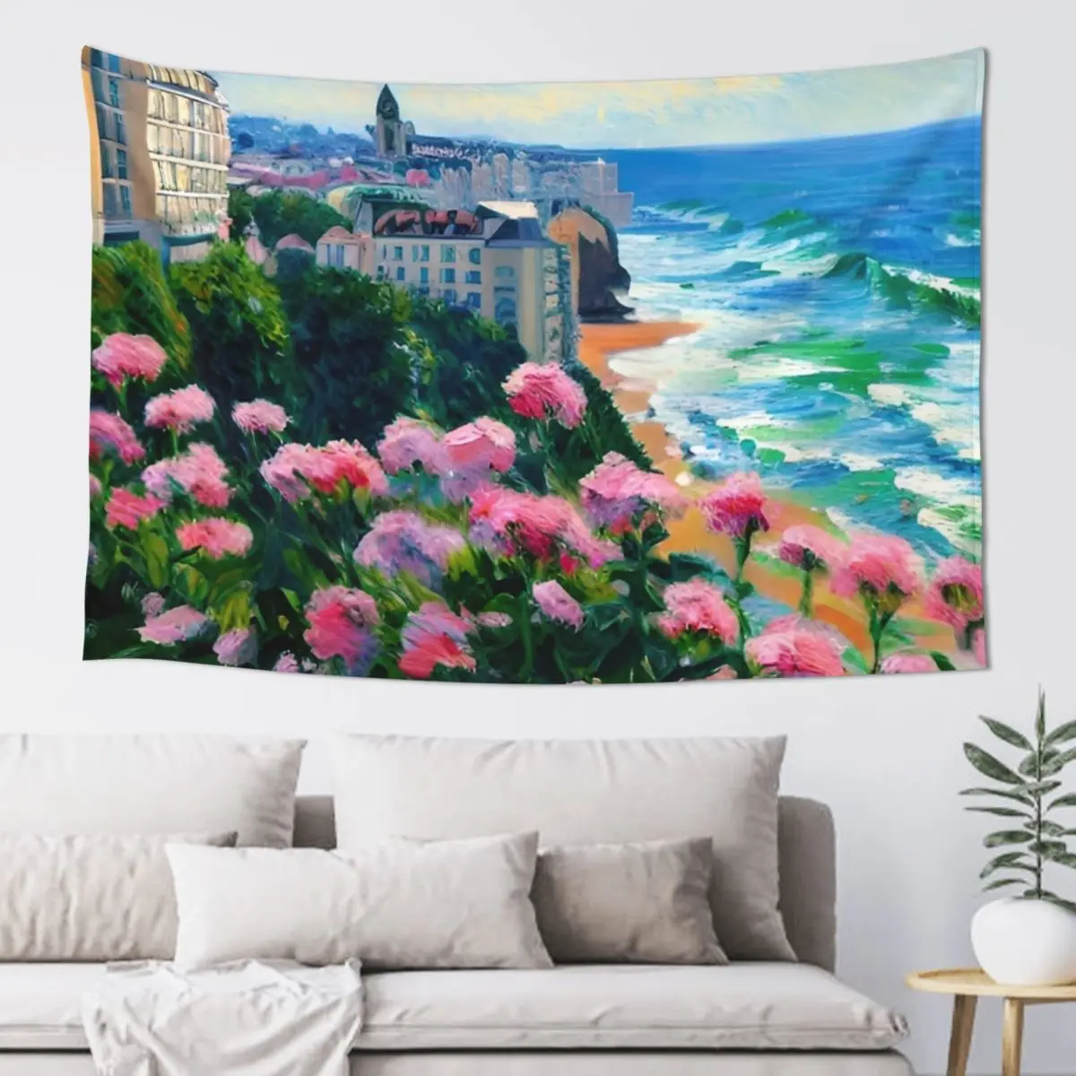 Biarritz Baskeland France Oil Painting Tapestry Home Decorations Aesthetic Decor Home Cute Decor Home Decorations Tapestry