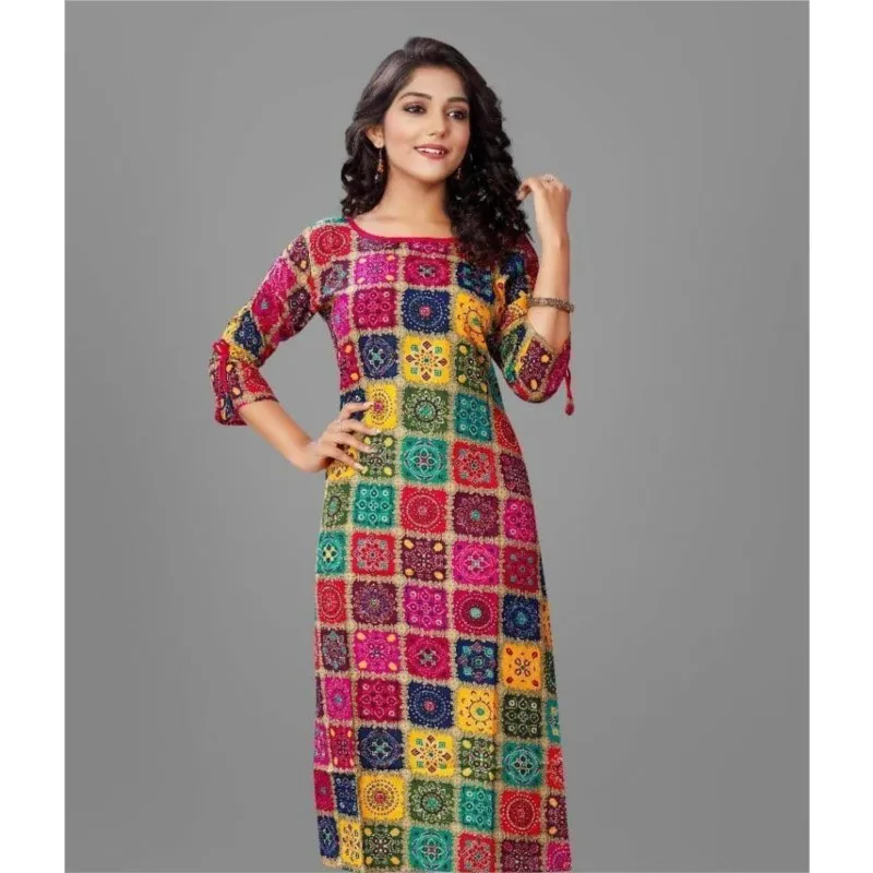 Abito casual da donna Kurt manica lunga dritto casual fiore etnico mandarino o-collo rotondo taglia normale design 3D adatto