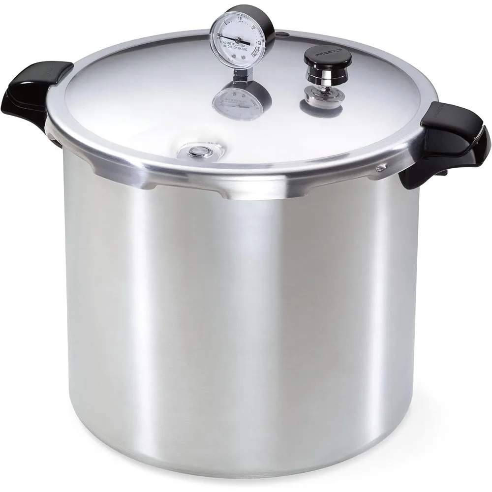 Pressure Canner and Cooker 23 Qt Silver Large Capacity Pressure Cooker Constructed of Warp-resistant Heavy-gauge Aluminum