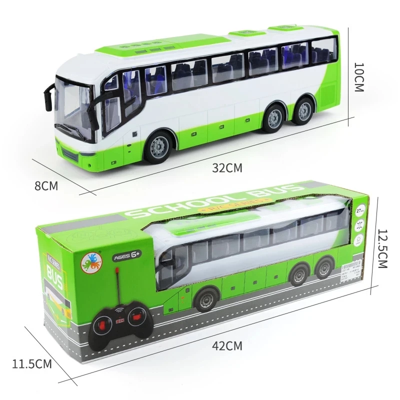 2.4G Baby Light Travel RC Bus Electric School Toy Vehicle Miniature Double-Decker Bus Car Simulation Gifts Toys for children