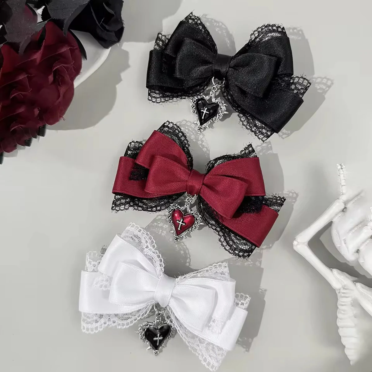 1/3 Stück Haarspange im Gothic-Lolita-Stil, schwarze Schleife, modische Haarspangen für Mädchen, hochwertiger Kopfschmuck – Detail 1