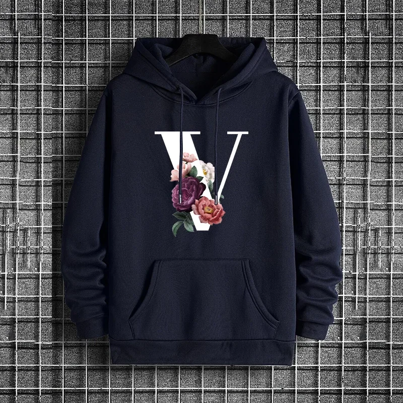 الخريف الشتاء الرجال هوديس رسائل عادية A-Z مطبوعة بلوزات في الهواء الطلق الرياضة الركض ملابس رجالي موضة الشارع البحرية القمم