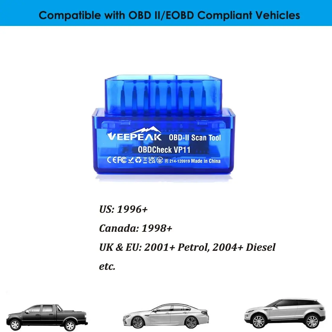 Mini Scanner Bluetooth OBD II pour Android, testeur de batterie 12V, analyseur de charge et d'alternateur, numérique CCA 100-2000