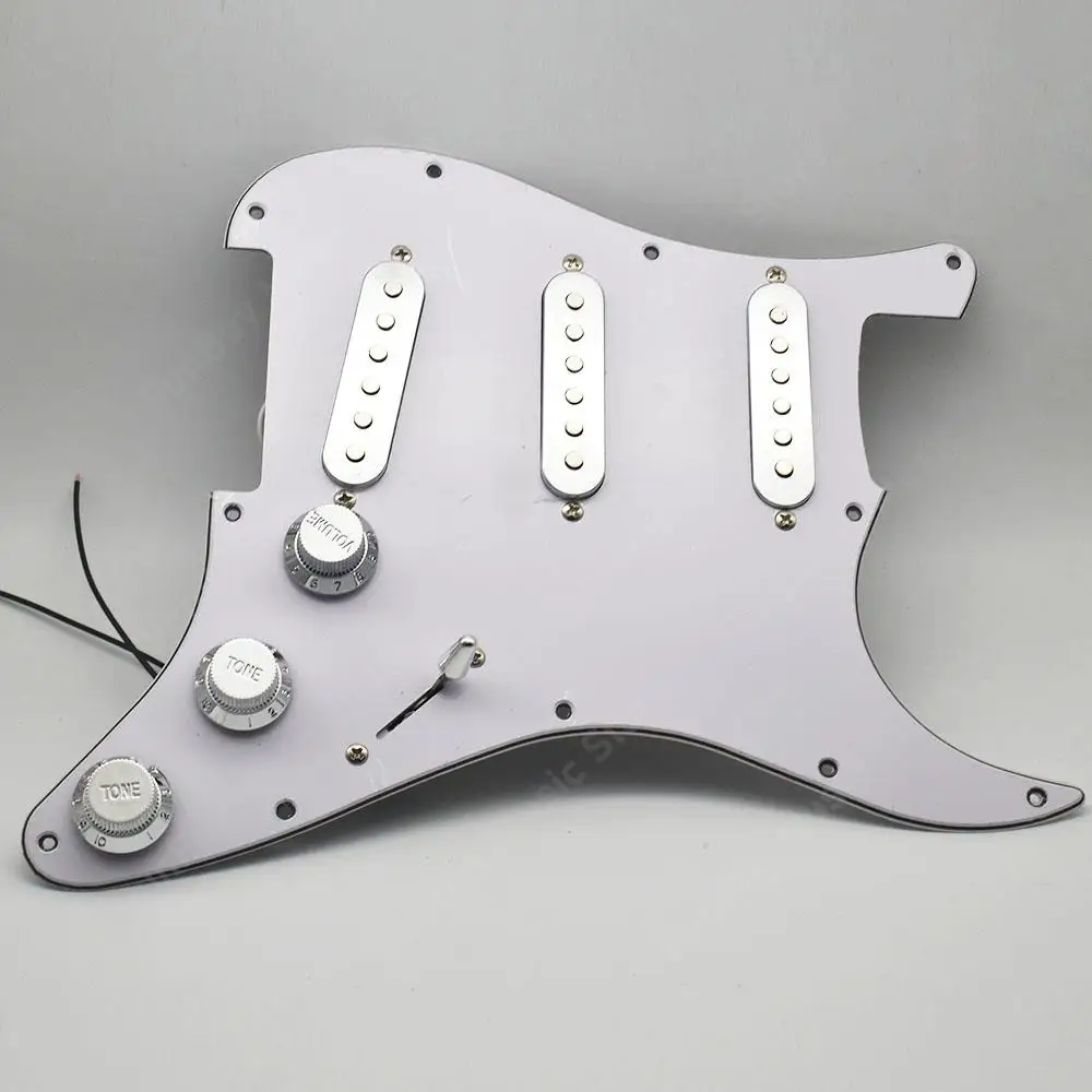 3 Ply Electric Guitar Prewired Loaded Pickguard SSS Pickups Set For ST Electric Guitar Silver