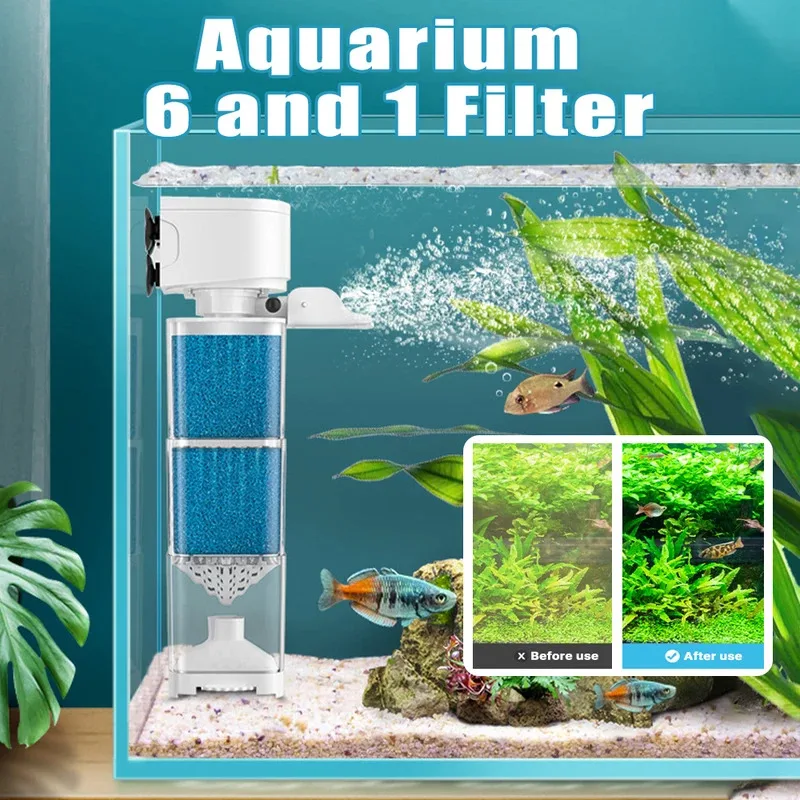 220V Silent Submersible Aquarium Pump Multifunctional Fish Tank Oxygen Aerator Wave Maker Internal Circulation Water Filter