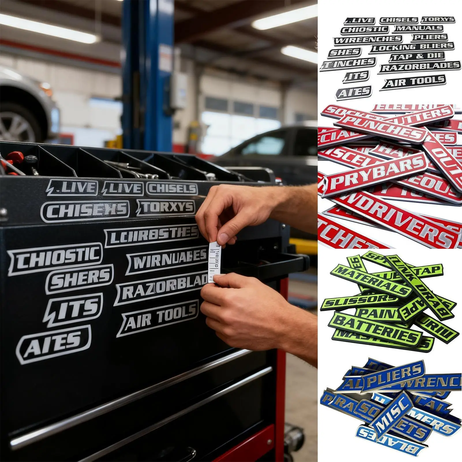Etiquetas magnéticas para cajas de herramientas, 12 piezas, pegatinas de organización reutilizables impresas en 3D, etiquetas organizadoras de herramientas con imanes fuertes para acero