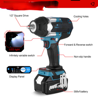 1800N.M Torque Brushless Electric Impact Wrench with 588VF Battery 1/2\