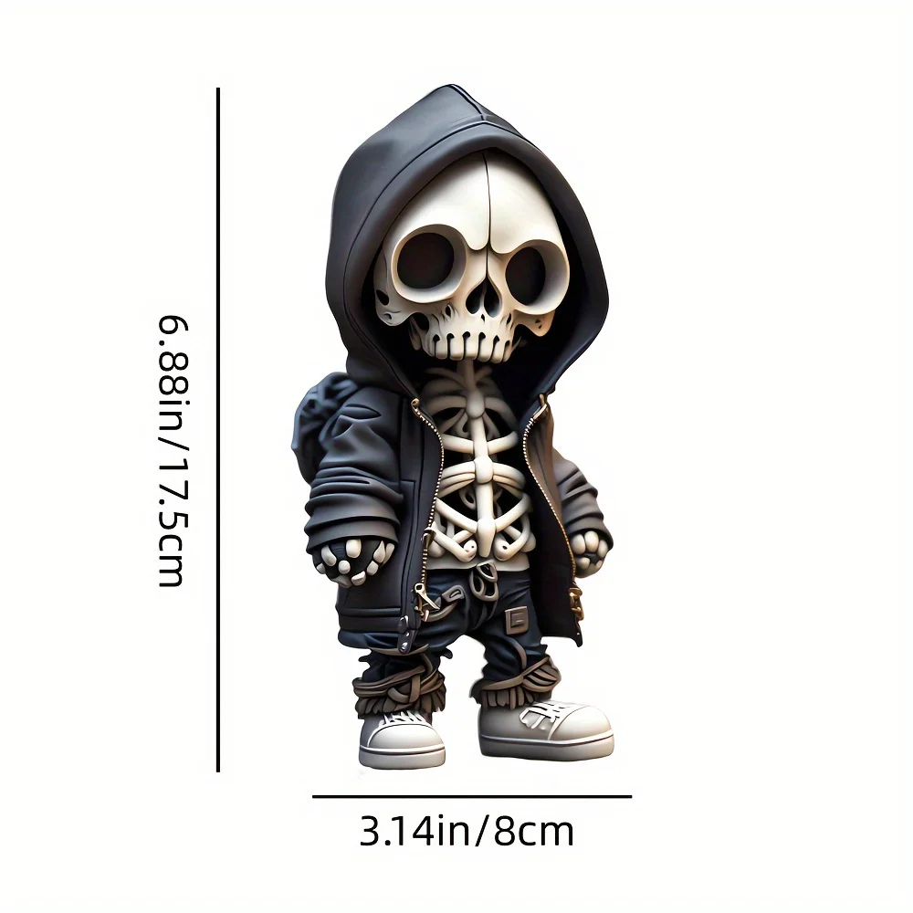 1Pc Cool Hooded Cartoon Skull Vinyl Sticker, Durable Decal For Car Motorcycle Helmet Laptop Decor, Holiday Gift