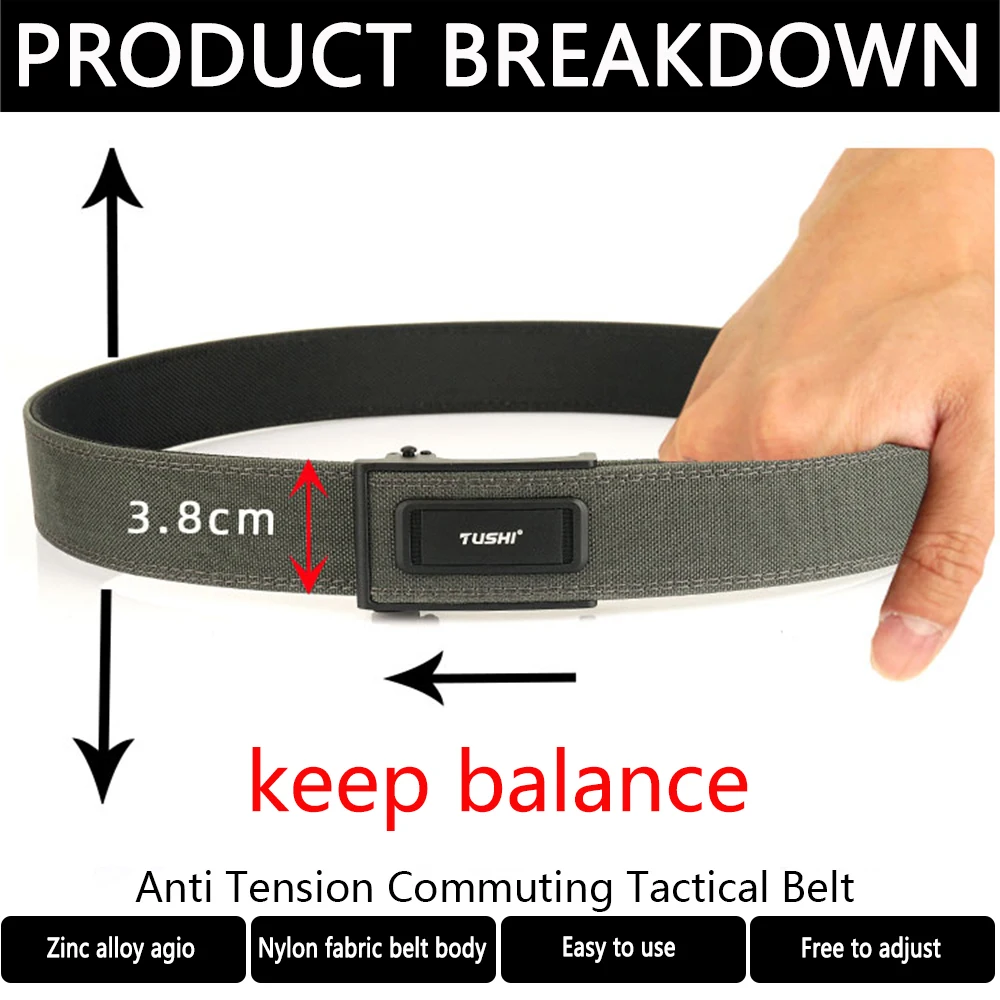 TUSHI New Military gun Belt for Men Nylon Metal Automatic Buckle Police Tactical Belt Outdoor Girdle EDC Casual IPSC Accessories