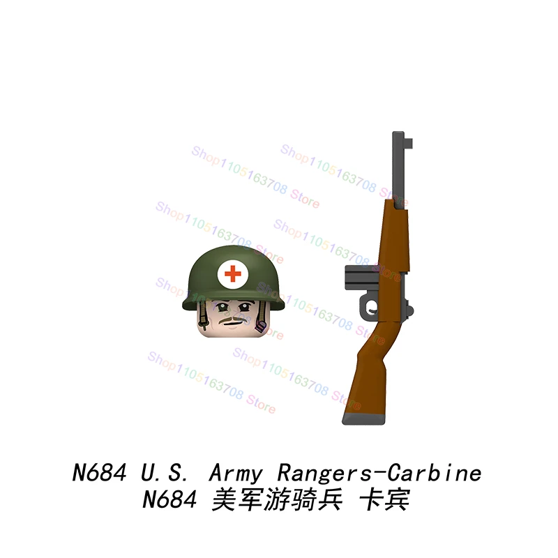 N683-688 軍事戦争 MOC 陸軍レンジャーズアーマーヘルメットアクセサリーレンガモデル人形アクションフィギュアおもちゃ子供のためのギフト