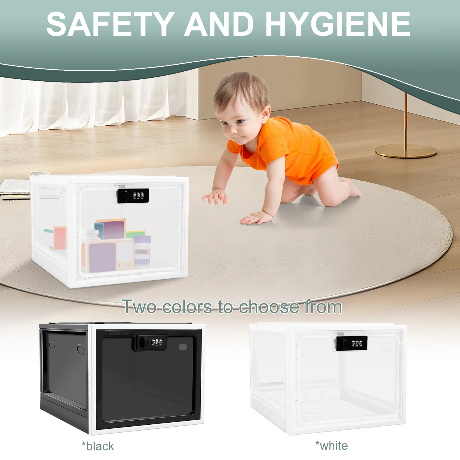 

13.5L 3digit Password Lock Storage Box Portable FoodGrade Storage Box Medical Bin Stackable Lockable StorageBox for Refrigerator