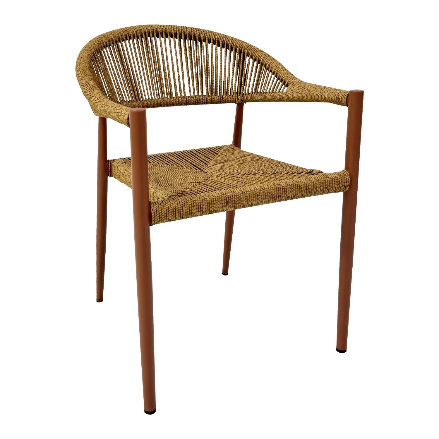 Modern Aluminum Frame Outdoor Rope Patio Furniture Rope Weaving Stackable Garden Chairs