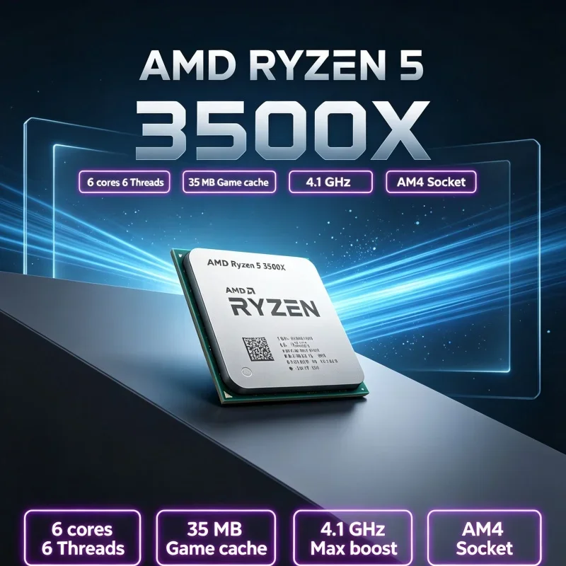 Ryzen 5 3500X AMD 6 Core 6 Thread 4.1GHz AM4 CPU for FPS Gaming PC 35MB Cache DDR4 PCIe 4.0