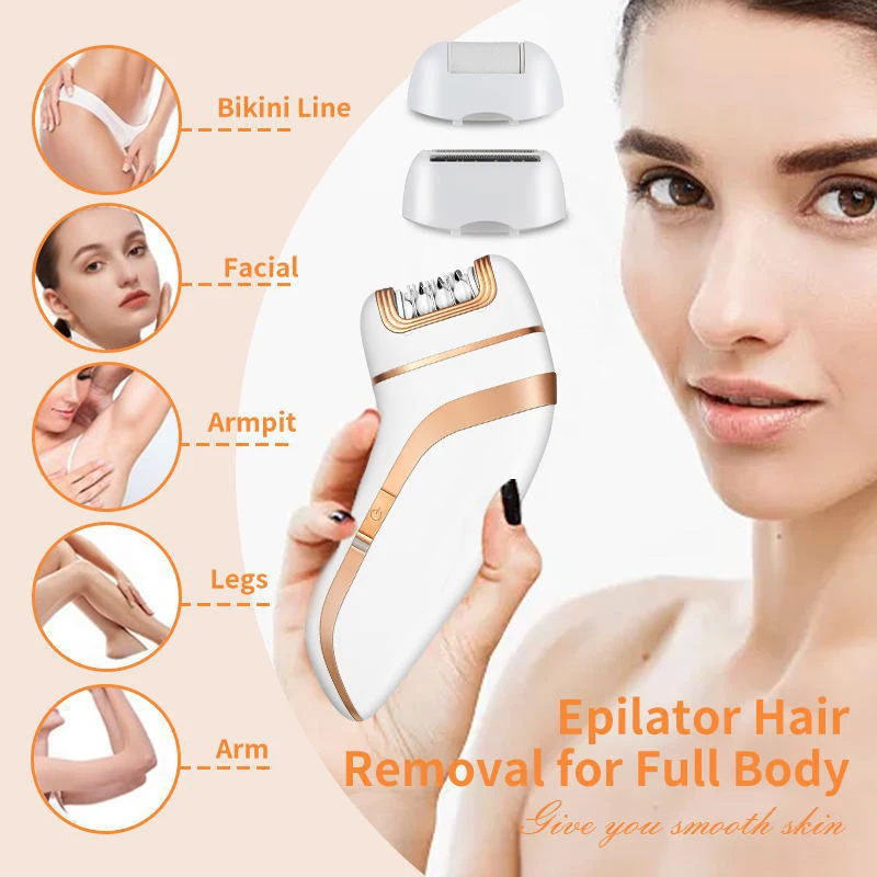 Kemei Women Epilator Electric Lady Hair Removal Facial，Body， Leg，Bikini，Legs，Arms，Armpit Hair Remover Underarms Rechargeable