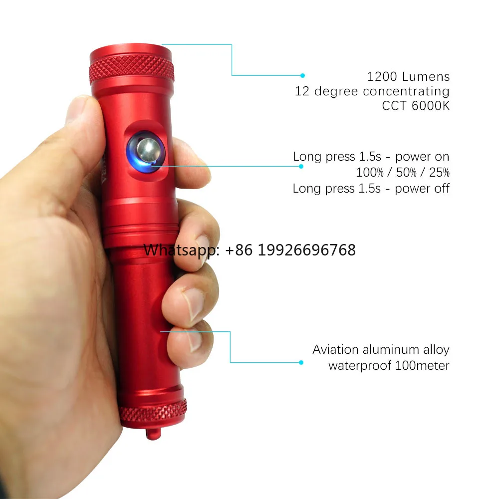 

1200 Lumen LED Diving Equipment Underwater Flashlight Waterproof Dive Torch Scuba Diver Lamp factory