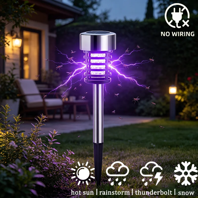 Lámpara Solar Antimosquitos, Impermeable, Eléctrica, Trampa para Moscas UV, para Jardín, Patio, Camping, Control de Insectos