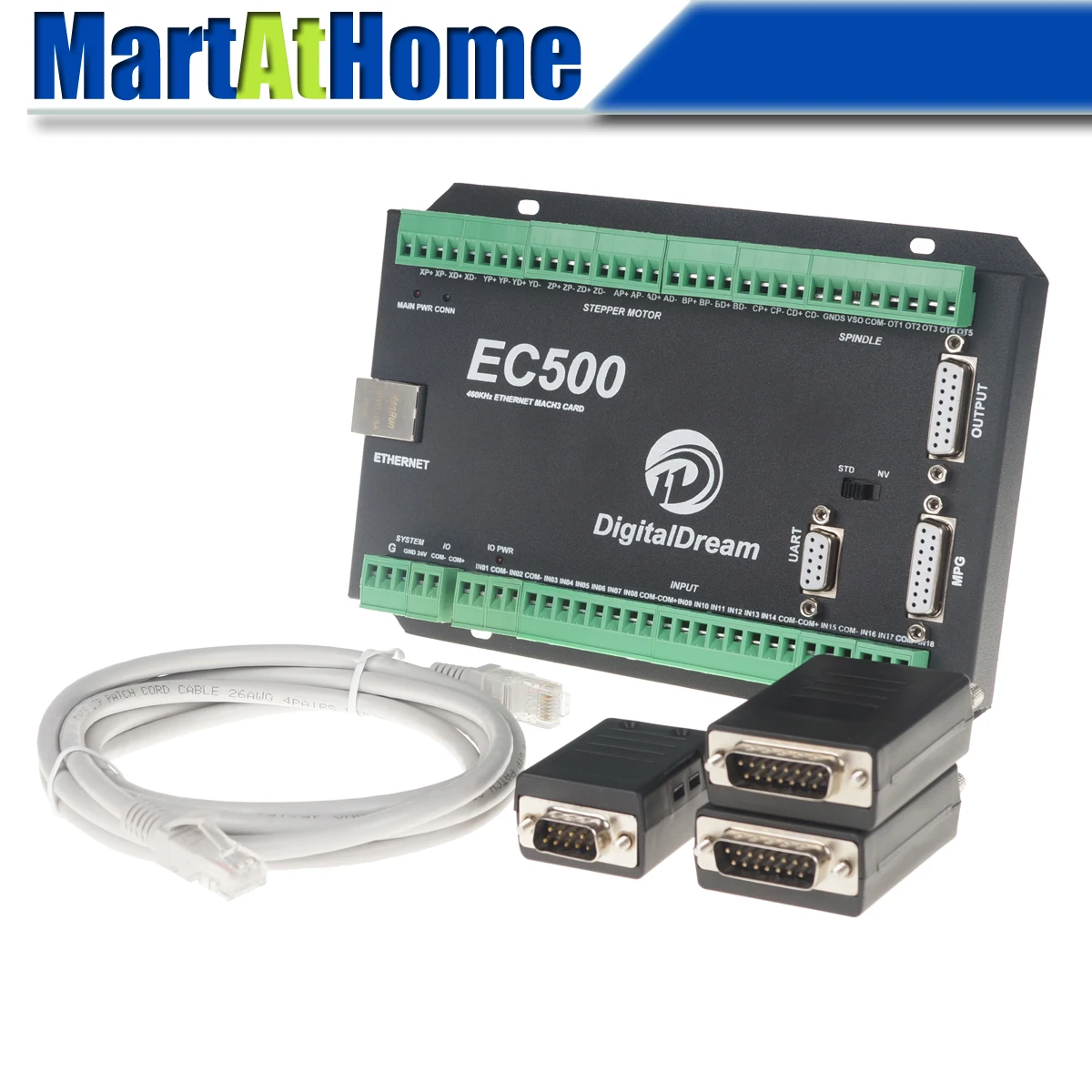 ethernet eixo mach3 cnc placa de fuga cartao controle movimento 460 khz 24v dc apoio mpg stepper servo driver ec500 01