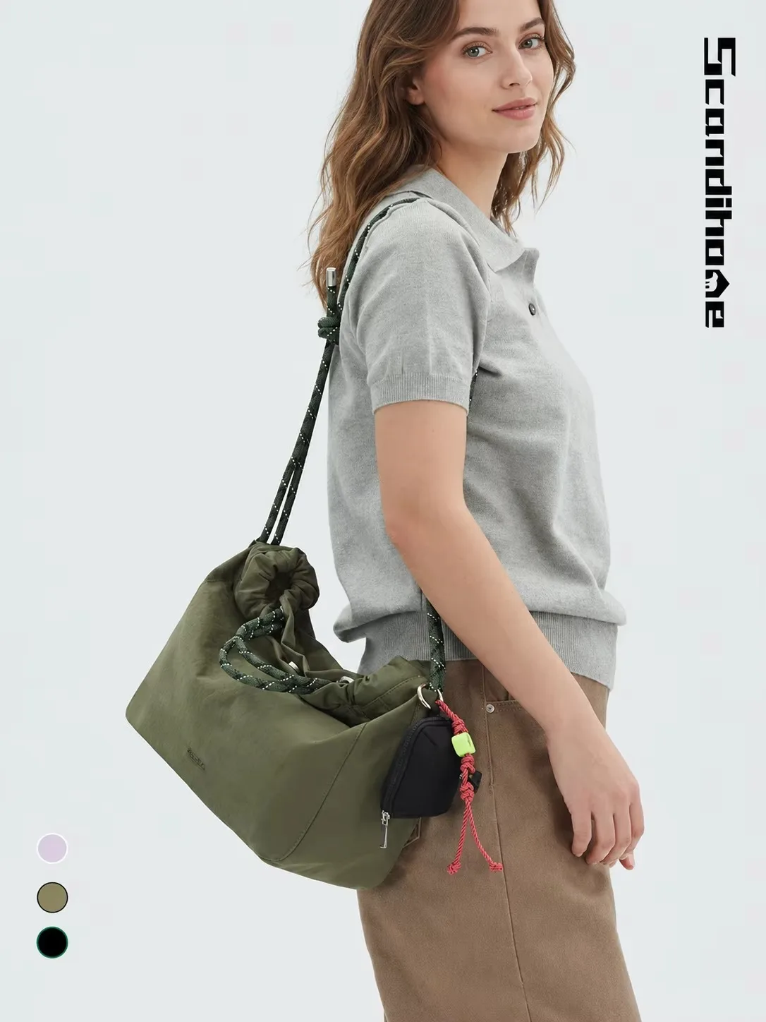 Große Kapazität, Kordelzug-Tragetasche, 9,5 l, leichte Nylon-Handtasche, wasserdichte Damen-Umhängetasche, mehrwegige Umhängetasche – Detail 17