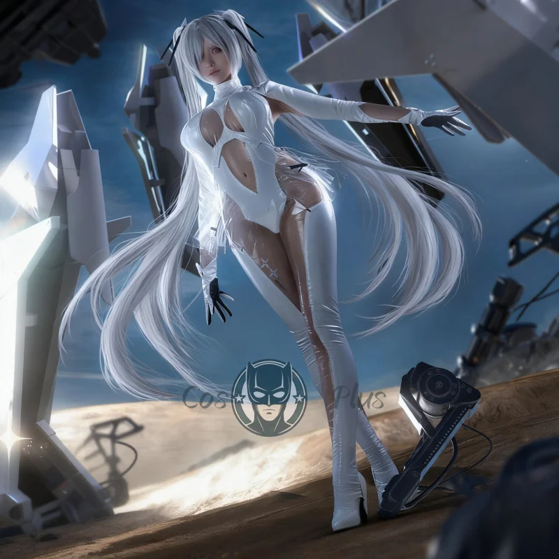 

Anime NIKKE：The Goddess of Victory Cinderella Cosplay Costume Wig Women's White Leather Sexy Jumpsuit Set Halloween New Uniform