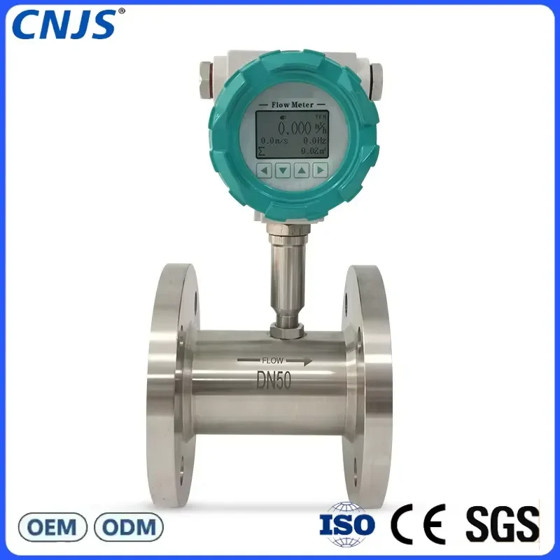 for CNJS High Precision Liquid Turbine Flowmeter Pure Water Diesel Alcohol Methanol Pipeline Flow Sensor Meter RS485 Made in