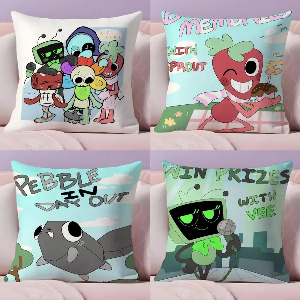 Game D-Dandys World Cushion Cover Plush Fabric Double-Sided Printed Invisible Zipper Sofa Pillow Case Home Bedroom Decor