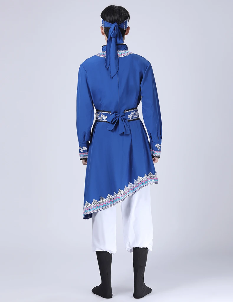 Costume de spectacle de danse mongole pour hommes, vêtements d'entraînement de danse tibétaine de Style chinois, tenue minoritaire