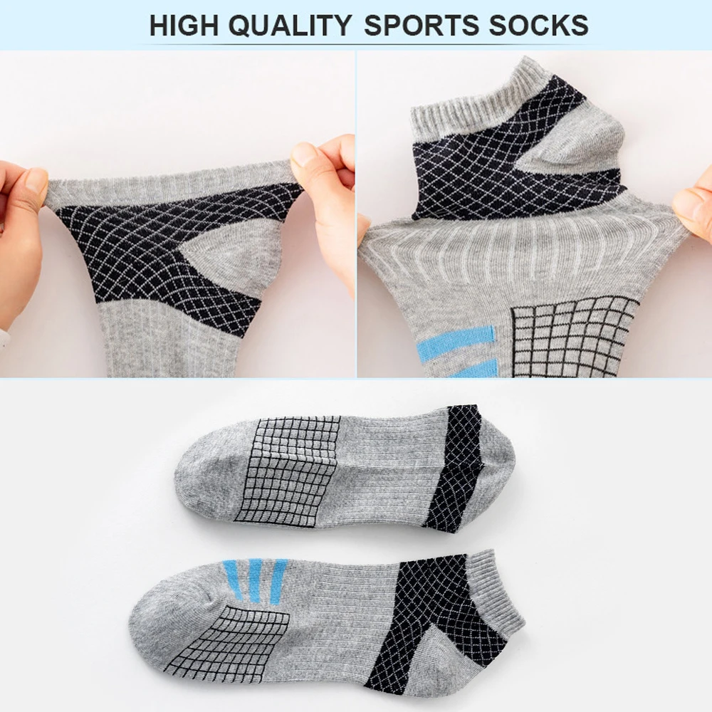 HSS Brand 5 Pairs/Lot Men\'s Black Mesh Ankle Socks | Breathable & Comfortable Short Socks for All Seasons | One Size Fits All