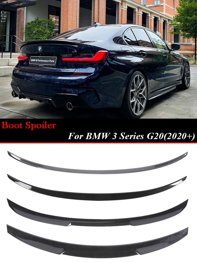 

Carbon Fiber Rear Bumper Spoiler Lip MP M3 M4 PSM Style Slim Trunk Wing Kit Refting For BMW 3 Series G20 G21 2020+ Gloss Black