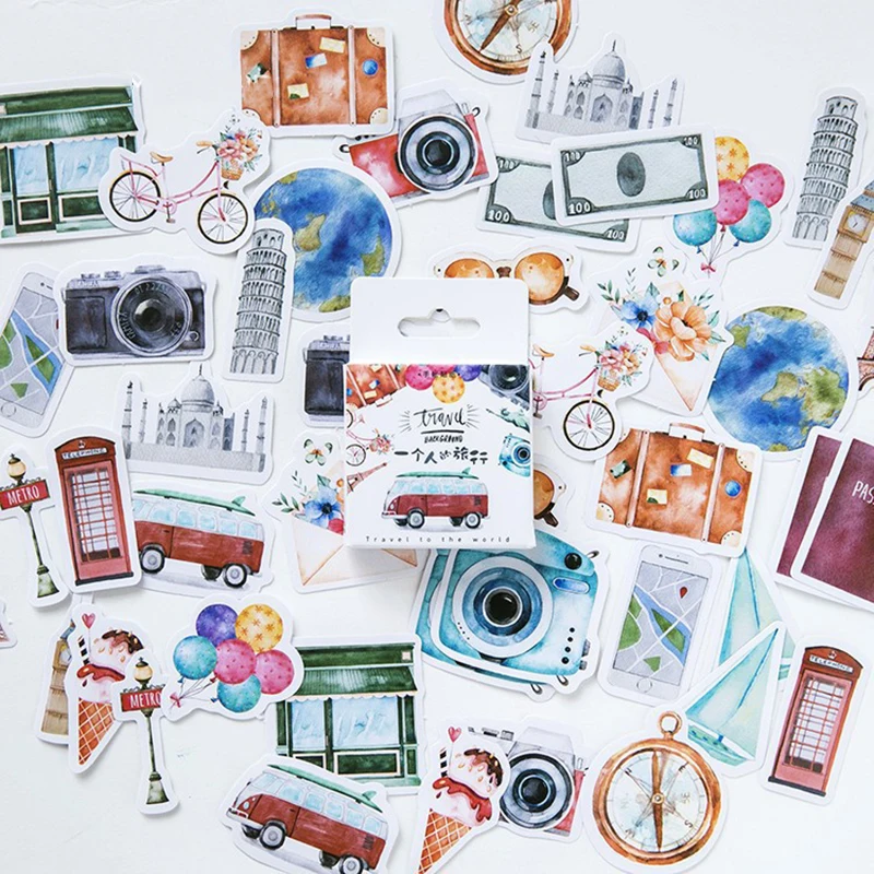 Vintage Weltberühmte Gebäude-Aufkleber Ästhetische Reise-Wahrzeichen Graffiti-Sticker DIY Scrapbook Notizbuch Gepäck Dekorative Aufkleber