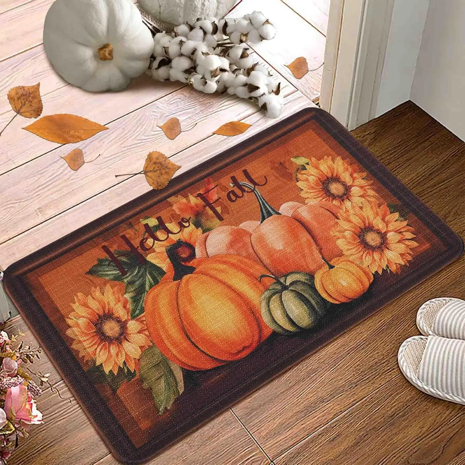 herbstliche Kürbis-Fußmatte, Herbst-Thanksgiving-Eingangsmatte, Heimdekoration, Küche, Balkon, Flur, Teppich, Bad, Toilette, rutschfeste Bodenmat