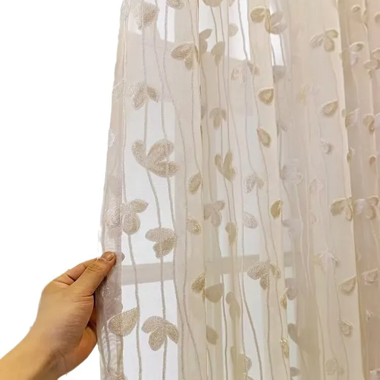 Minimalist Embossed Luxury Sheer Curtains for Living dining room bedroom Thermal-Insulating Sun-Blocking Window Screens custom