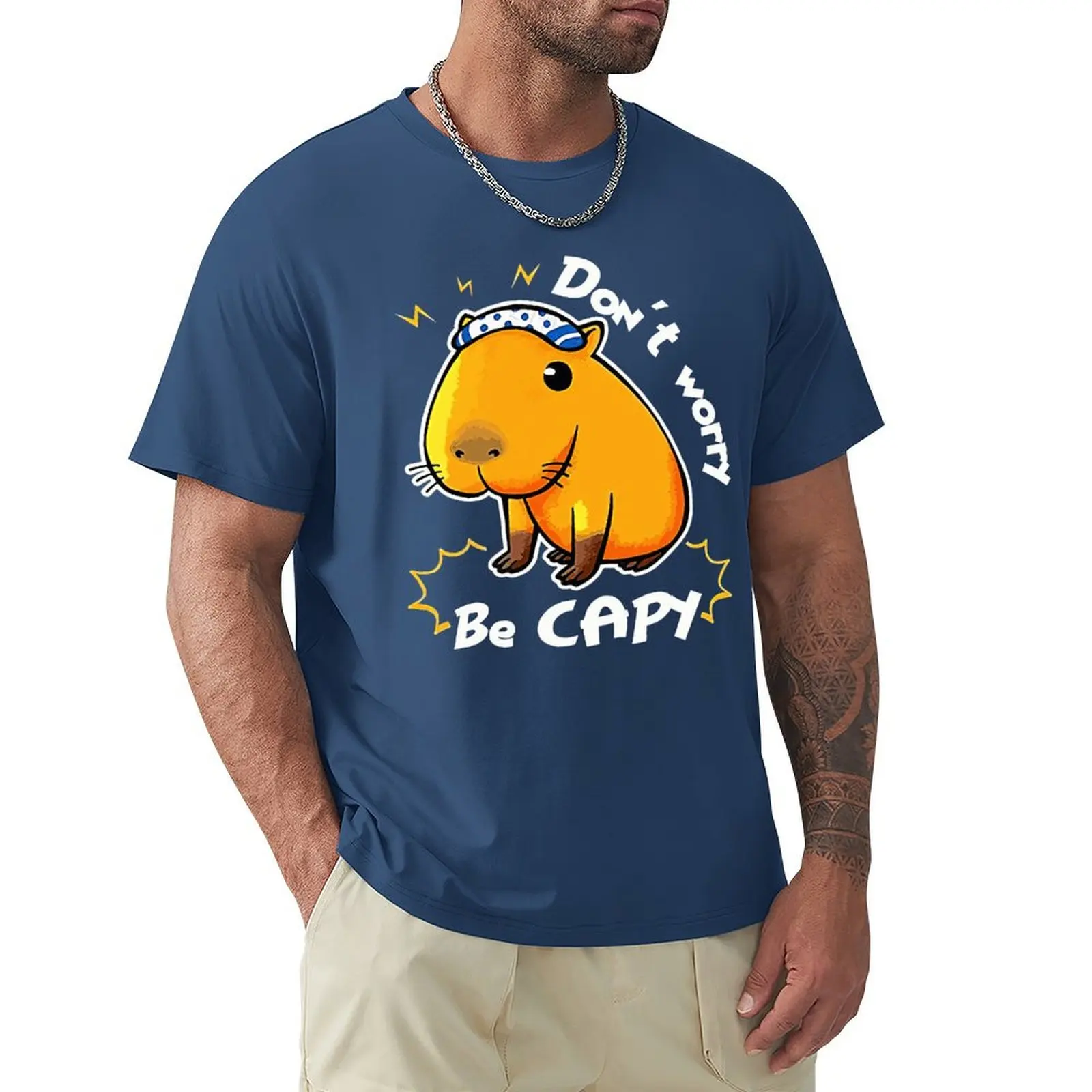 

Capybara Capybara Love Dont Worry Be Capy T Shirt Harajuku Short Sleeve T-shirt 100% Cotton Graphics Tshirt Tops