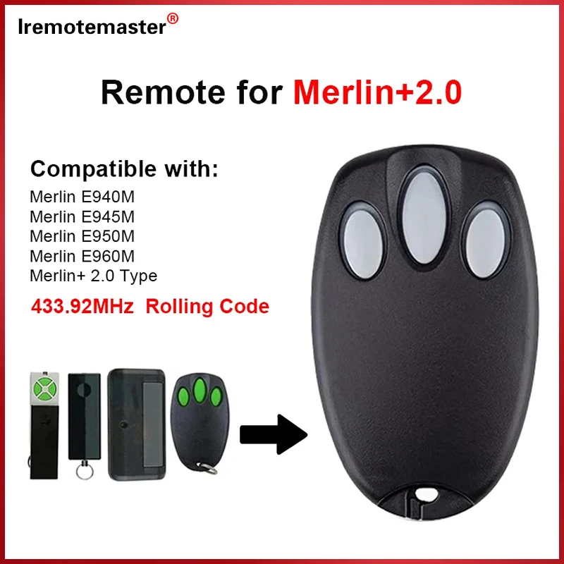 

For Merlin+2.0 433.92MHz Rolling Code MR650EVO MR850EVO MT3850EVO MT100EVO MT60EVO E960M Garage Door Remote Control