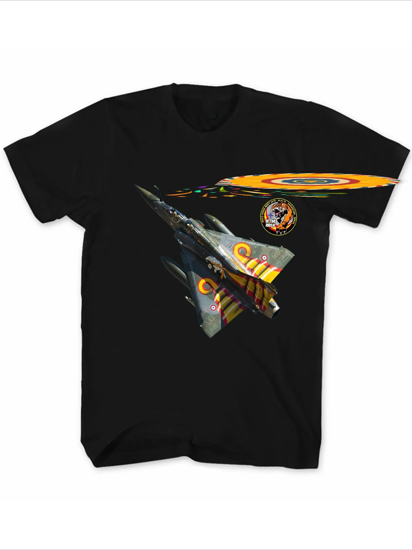 Tiger Meet Spanish Flag Paint Dassault Mirage 2000 Fighter Aircraft T Shirt New 100% Cotton Short Sleeve O-Neck Casual T-shirt