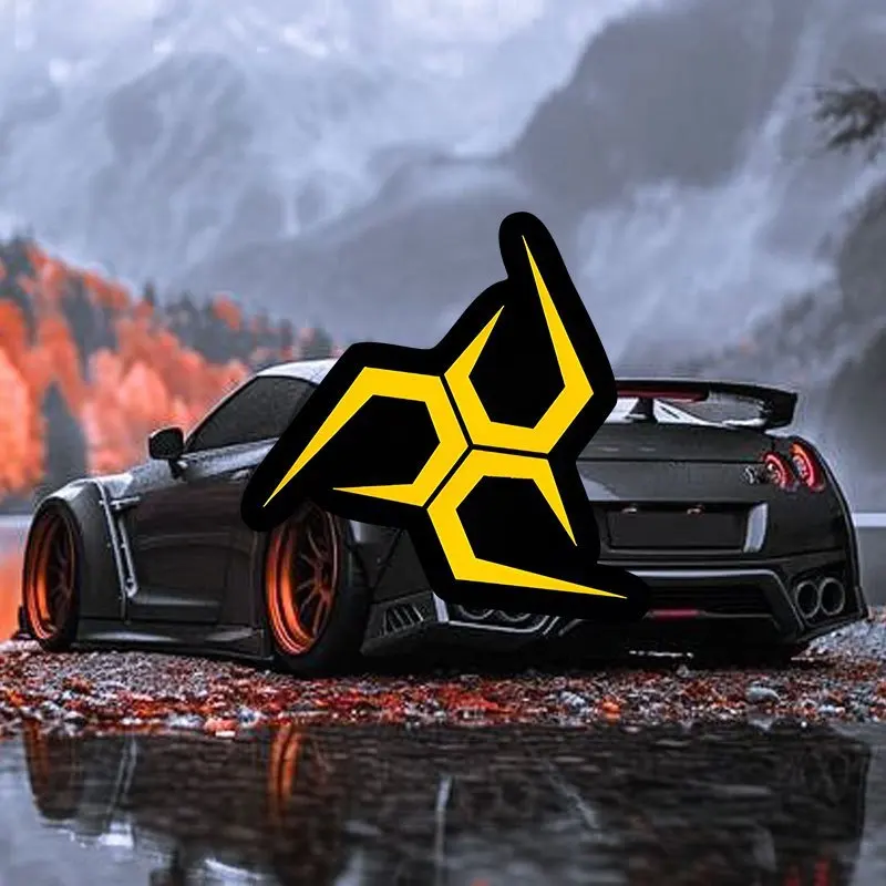 

1 шт. черно-желтая наклейка с геометрическим логотипом-самоклеящаяся водонепроницаемая наклейка для автомобиля, ноутбука