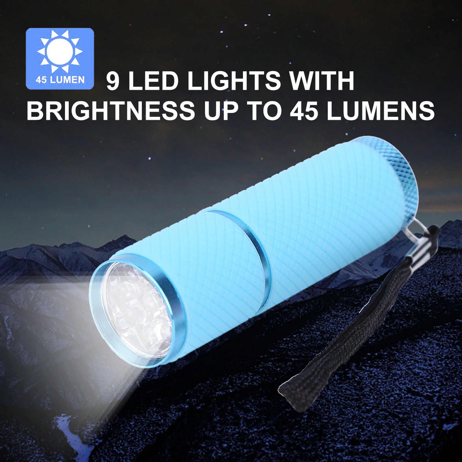 9LED Portable Lamps with Lanyard Aluminum Alloy Emergency Torches White Light Lighting Kids Birthday Gift for Hiking Backpacking
