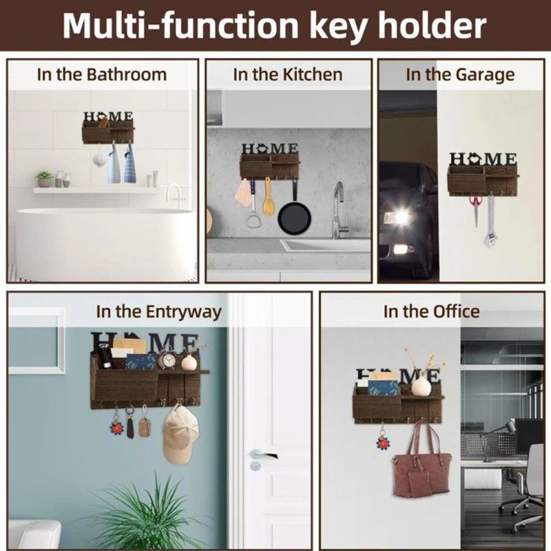 Home Entryway Wall Mount Key Holder Decorative Key Rack with Mail Storage Slot Drop Shipping