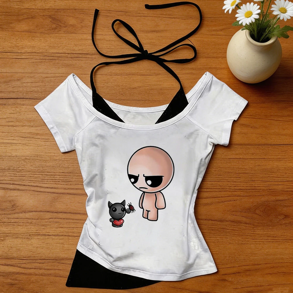 the Binding of Isaac crop top ladies y2k cheap grunge cute meme top tees gothic grunge y2k cute streetwear