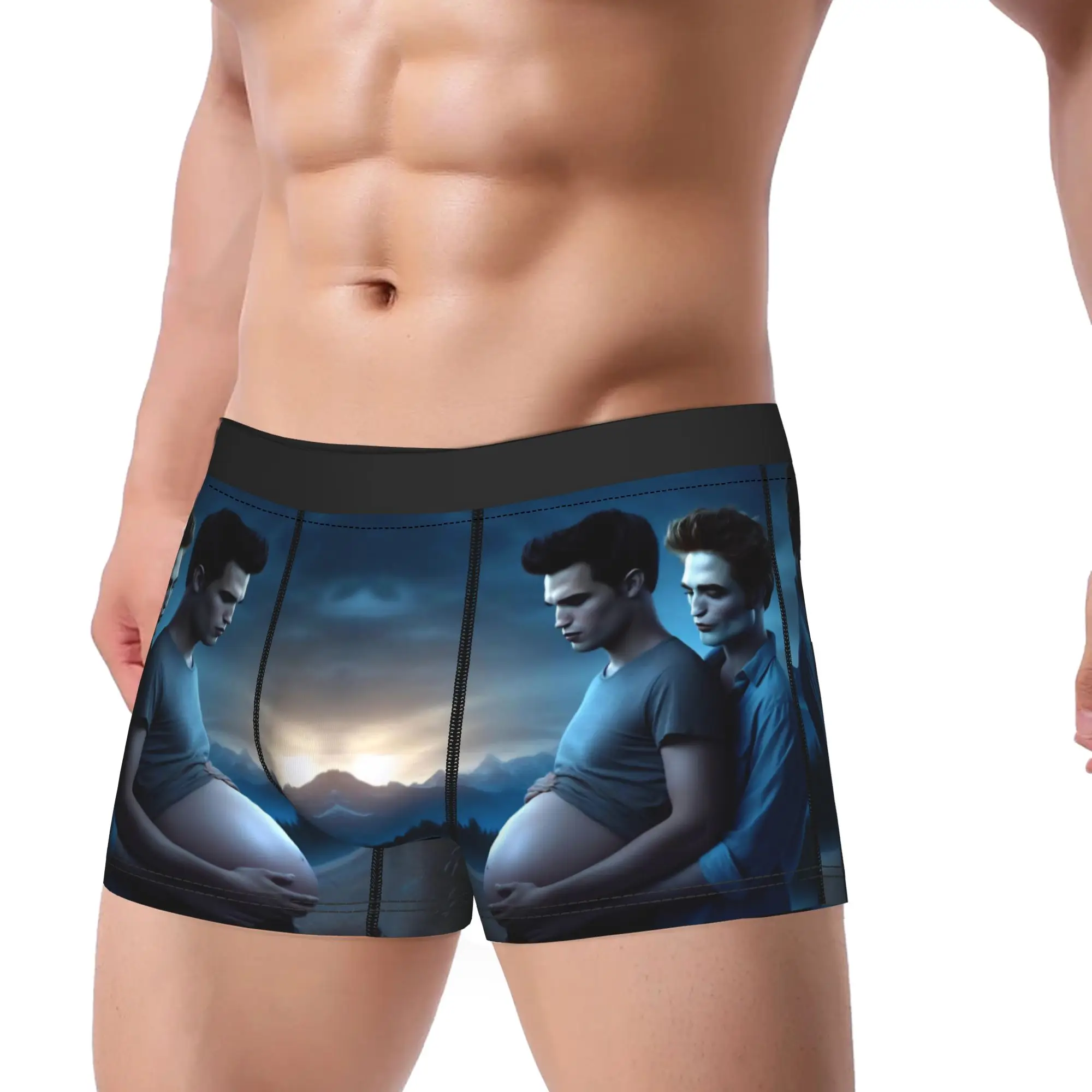 Men's The Twilight Saga Movie Boxer Briefs Shorts Panties Underwear Funny Jacob Edward Vampire Homme Funny S-XXL Underpants