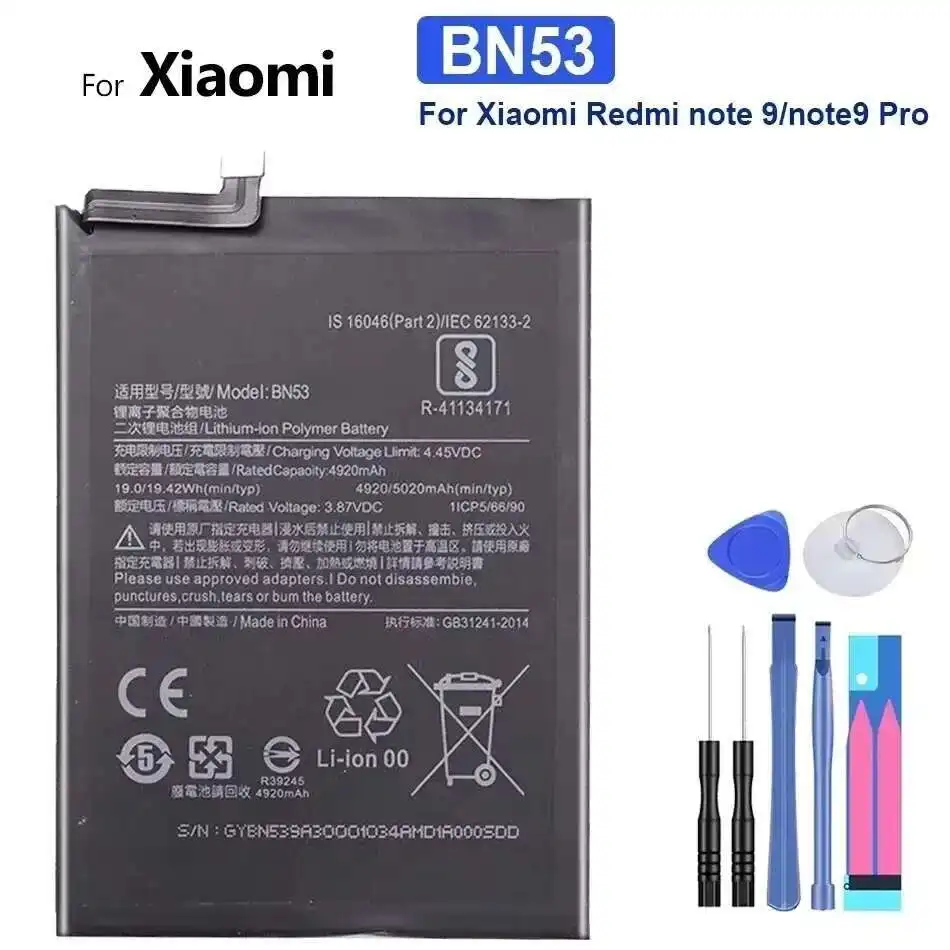 

Rechargeable For Xiaomi Redmi note 9 Pro note9 Pro BN53 Mobile Phone Battery Eco-Friendly