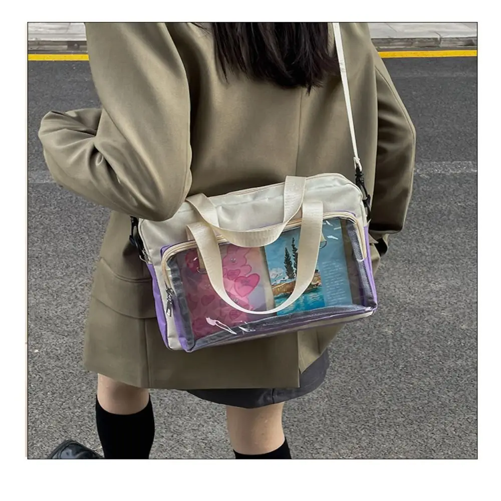 New Japanese Kawaii Bag Women High School Teenage Girls JK Bag Big Canvas Bag PVC Transparent Shoulder Bag Women