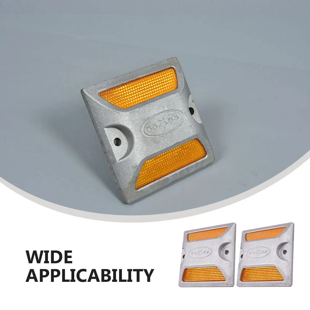 4Pcs Reflective Aluminum Lane Markers Heavy Duty Pavement Stud Road Reflectors for Driveway Safety Night Visibility